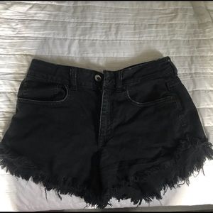 Black American Eagle Distressed Jean Shorts